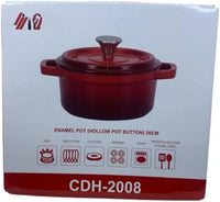 Premium 20cm Enameled Cast Iron Pot with Hollow Pot Button – 2.4L Dutch Oven | Non-Stick Porcelain Coating for Small Meals, Sauces & Sides