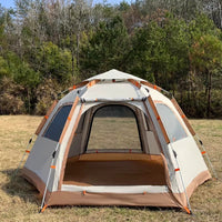 Camping Waterproof Hexagonal Automatic Tent – Double Size, Oxford Cloth, Grey
