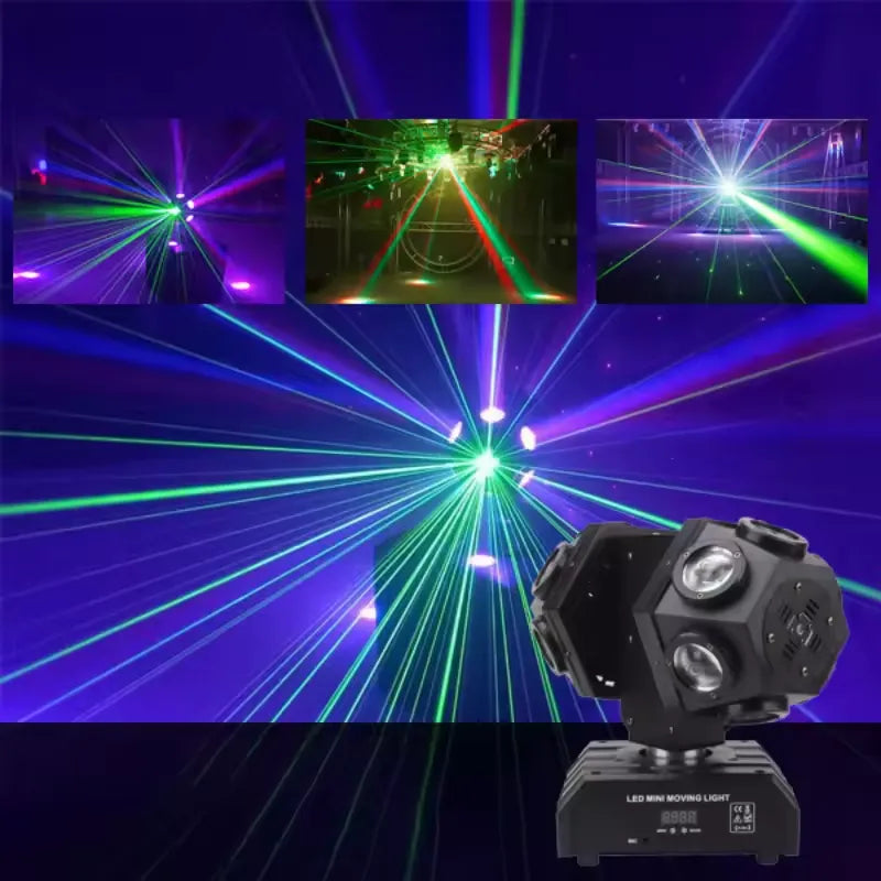 LED12 Double Head Moving Beam Light – Rotating RGB Laser DJ Stage Lighting for Parties, Weddings & Clubs