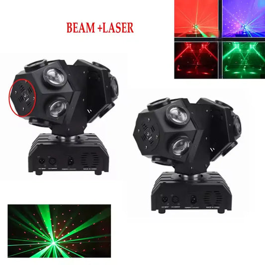 LED12 Double Head Moving Beam Light – Rotating RGB Laser DJ Stage Lighting for Parties, Weddings & Clubs