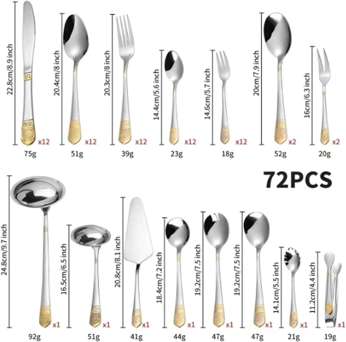 72-Piece Stainless Steel Cutlery Set with Wooden Gift Case