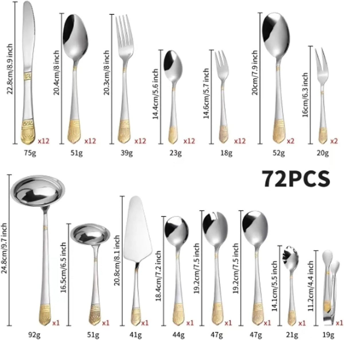 72-Piece Stainless Steel Cutlery Set with Wooden Gift Case