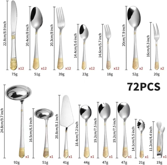 72-Piece Stainless Steel Cutlery Set with Wooden Gift Case