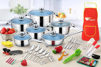 FUNITE 220 Piece Stainless Steel Cookware Set, Induction Compatible, Complete Kitchen Kit with Pots, Pans, Utensils, Cutlery and Bakeware