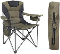 RW050 Portable Camping Chair, Olive Green, Padded Oxford Cloth with Steel Frame, Cup Holder, Foldable Design with Carry Bag 120kg Capacity