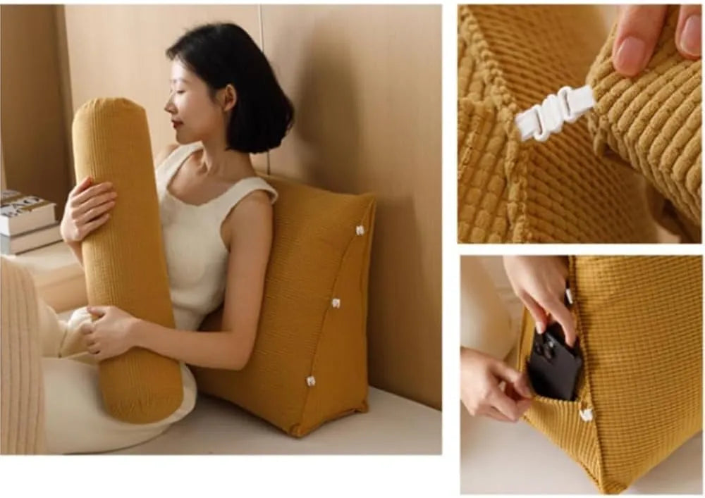 Ergonomic Wedge Pillow with Removable Roll Cushion - Green (Yellow)