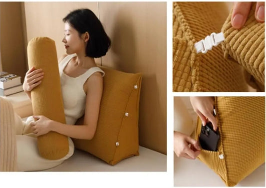 Ergonomic Wedge Pillow with Removable Roll Cushion - Green (Yellow)