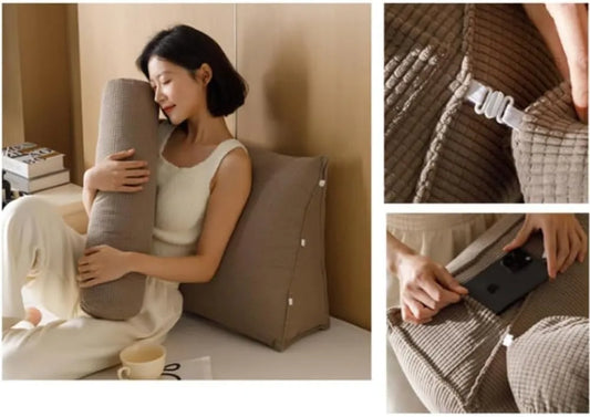 Ergonomic Wedge Pillow with Removable Roll Cushion - Braun