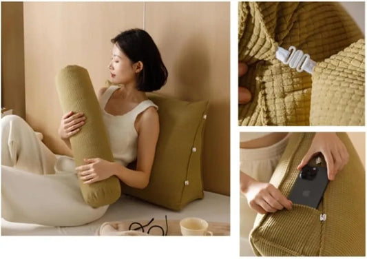 Ergonomic Wedge Pillow with Removable Roll Cushion - Khaki