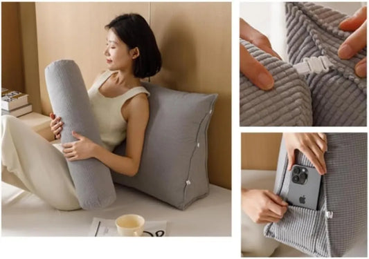 Ergonomic Wedge Pillow with Removable Roll Cushion - Green (Grey)