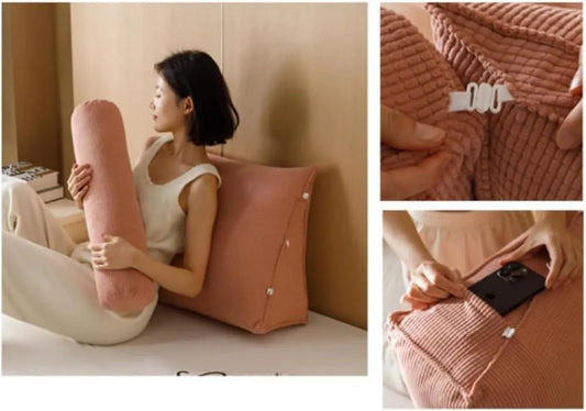 Ergonomic Wedge Pillow with Removable Roll Cushion - Pink