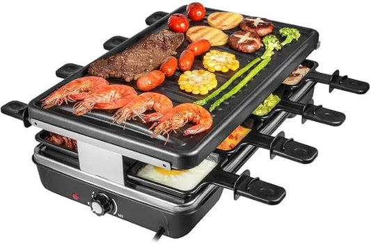 1500W Ackiliss Cheese Grill Machine – Multi-Tray Electric Raclette Grill with Adjustable Temperature