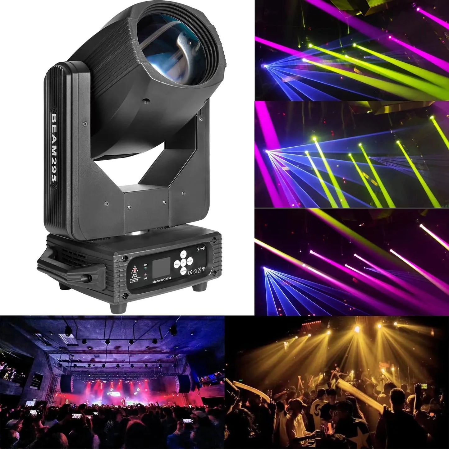 295W Moving Head Super Beam 14R Stage Light – DMX512 DJ Beam Lighting for Stage, Club & Party