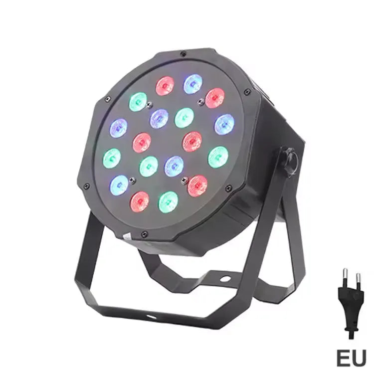 Color-changing LED light fixture with EU plug on a white background
