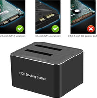 DualBay DataBridge Dual Bay HDD Docking Station, USB 3.0, Black, SATA Compatible, LED Status Indicators, Tool-Free Installation, 13cm x 11cm x 6cm, for 2.5 and 3.5-inch Drives