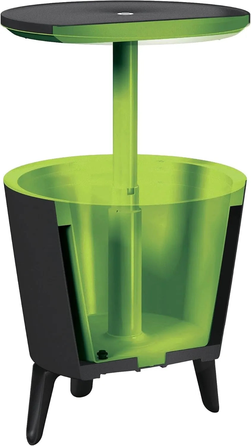 Cool Bar 30L Outdoor Beverage Cooler and Patio Side Table, Weather Resistant Party Cooler with Pop-Up Top, Holds up to 42 Cans, Graphite with Lime Accents