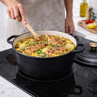 Chefs Choice 11-Piece Enamel Cast Iron Casserole Cookware Set - Black