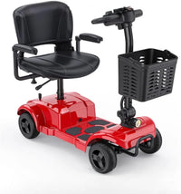 4-Wheel Mobility Scooter, Red and Black, Padded Seat with Storage Basket, Built-in Headlight, 120kg Capacity