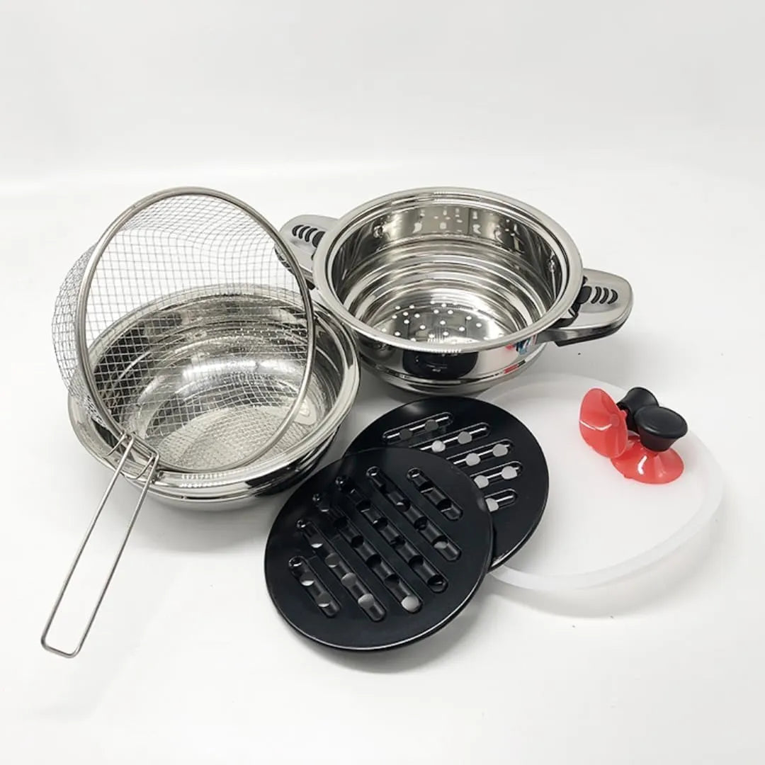 FUNITE CulinaryElite 140 Series Stainless Steel Cookware Set, 140 Pieces, Induction Compatible, Blue Glass Lids