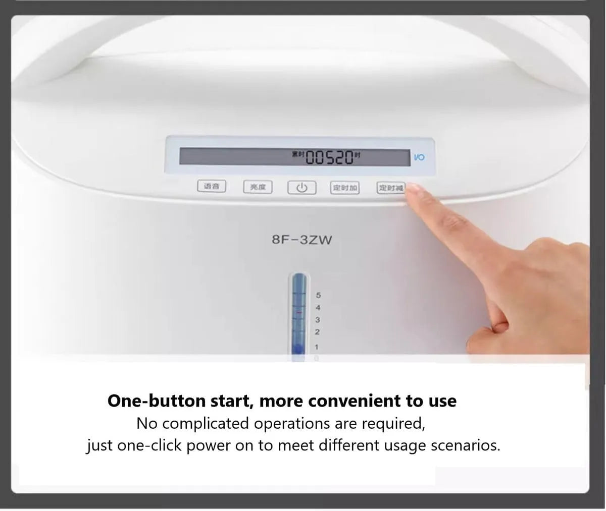 Transfigure 8F-3ZW Portable Oxygen Concentrator Machine (93% Concentration At 3L/Min), White
