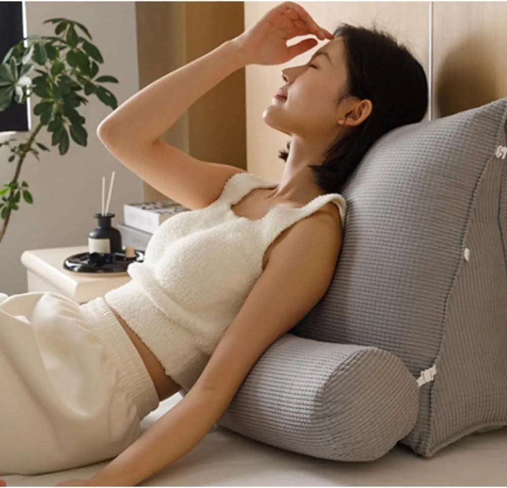 Ergonomic Wedge Pillow with Removable Roll Cushion - Green (Grey)