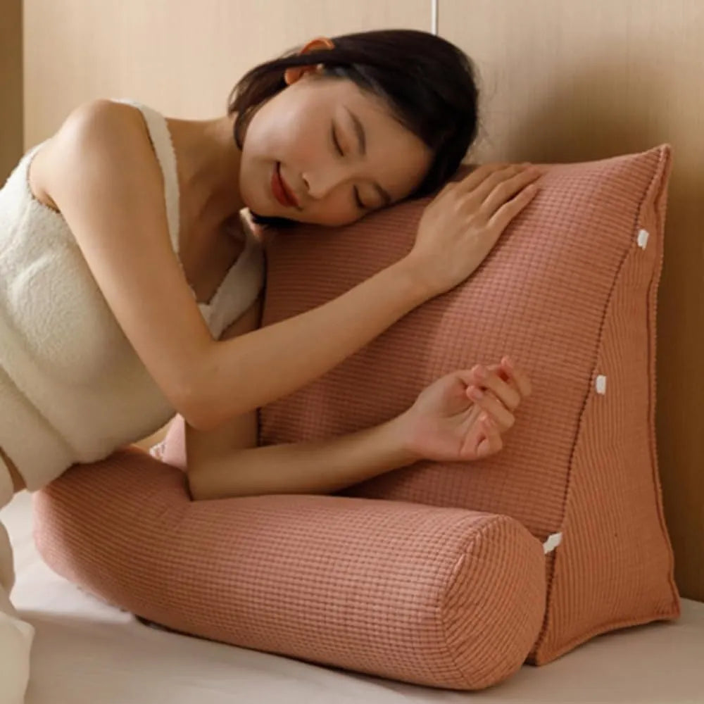 Ergonomic Wedge Pillow with Removable Roll Cushion - Pink