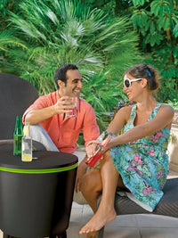 Cool Bar 30L Outdoor Beverage Cooler and Patio Side Table, Weather Resistant Party Cooler with Pop-Up Top, Holds up to 42 Cans, Graphite with Lime Accents