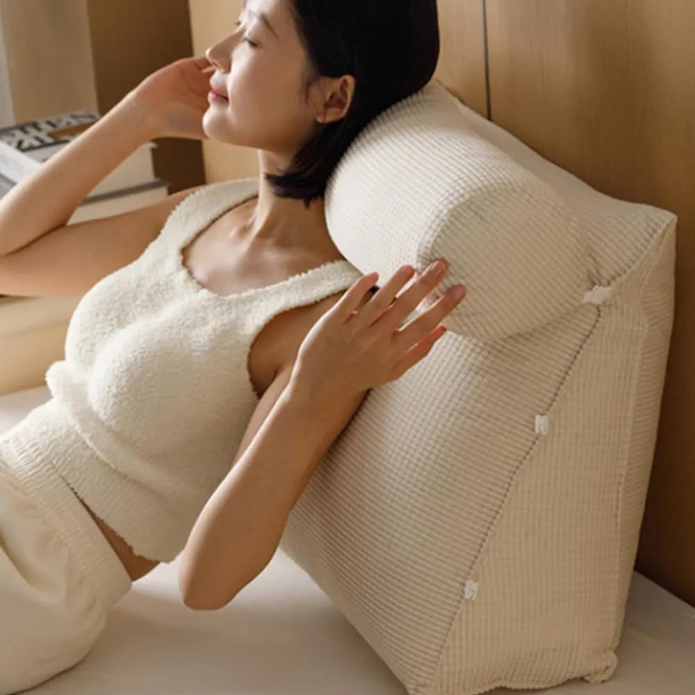 Ergonomic Wedge Pillow with Removable Roll Cushion - Green (Beige)