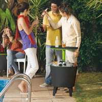Cool Bar 30L Outdoor Beverage Cooler and Patio Side Table, Weather Resistant Party Cooler with Pop-Up Top, Holds up to 42 Cans, Graphite with Lime Accents