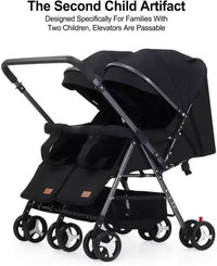 Twin Side-by-Side Double Light Stroller – Easy Fold Travel Stroller with Storage Basket
