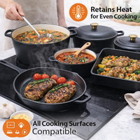 Chefs Choice 11-Piece Enamel Cast Iron Casserole Cookware Set - Black