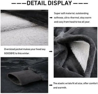 Oversized Sherpa Hoodie Blanket – Ultra-Plush Wearable Sweatshirt – Grey