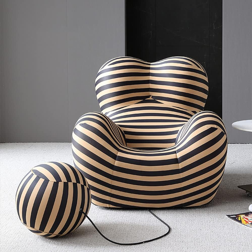 Grand Striped Barrel Chair & Matching Ottoman Set