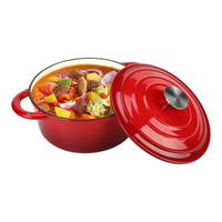 Chefs Choice 11-Piece Enamel Cast Iron Casserole Cookware Set - Red