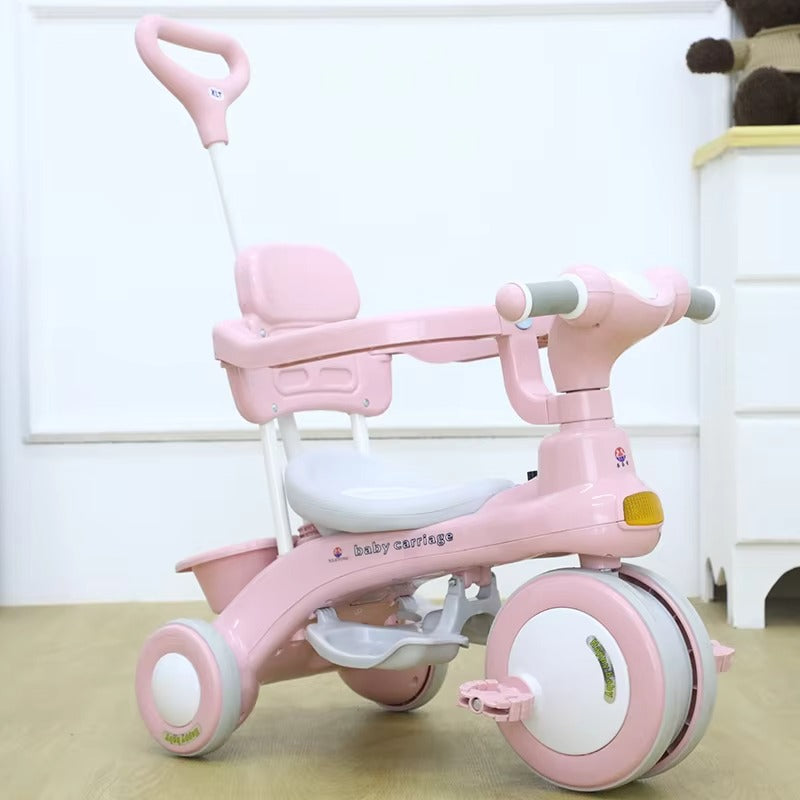 Kids Stroller Tricycle with Arm Support, Music and Lights – Safe 3-Wheel Baby Ride